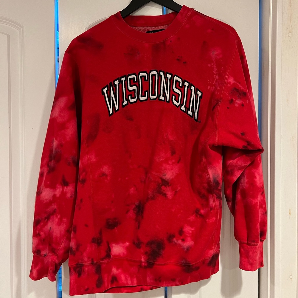 Custom tie dye vintage Wisconsin sweatshirt